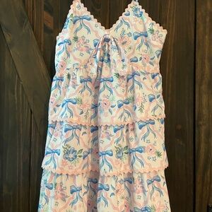 Simply southern Floral and Bow Patterned Sleeveless Dress size small runs big
